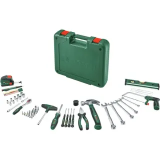 Bosch Heimwerken & Garten Werkzeug Set, 63-teilig, Werkzeug-Set (grün, mit Werkzeugkoffer)