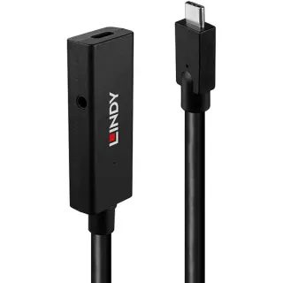 Lindy USB 3.2 Gen 2 Aktivverlängerungskabel, USB-C Stecker > USB-C Buchse (schwarz, 5 Meter)