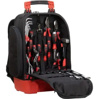 Wiha Werkzeugrucksack mechanic Set, Werkzeug-Set (schwarz/rot, 41-teilig, mit Rucksack)