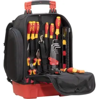 Wiha Werkzeugrucksack electric Set, Werkzeug-Set (schwarz/rot, 27-teilig, mit Rucksack)