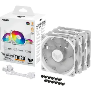 ASUS TUF GAMING TR120 ARGB, Gehäuselüfter (weiß/transparent, Reverse Blade, 3er Pack, 120 mm)