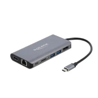 DeLOCK USB-C Dockingstation 4K (grau, HDMI, DisplayPort, USB-C)