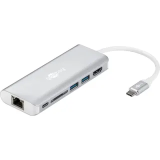 goobay USB-C Multiport Adapter HDMI USB CR RJ45 PD (aluminium)