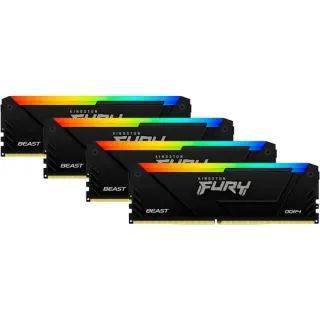 Kingston FURY DIMM 32 GB DDR4-3600 (4x 8 GB) Quad-Kit , Arbeitsspeicher (schwarz, KF436C17BB2AK4/32, Beast RGB, INTEL XMP)