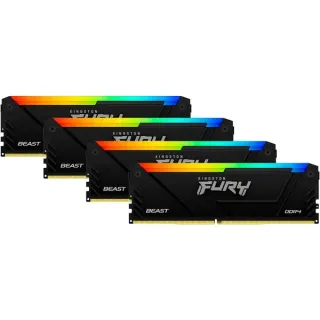 Kingston FURY DIMM 64 GB DDR4-3200 (4x 16 GB) Quad-Kit , Arbeitsspeicher (schwarz, KF432C16BB12AK4/64, Beast RGB, INTEL XMP)