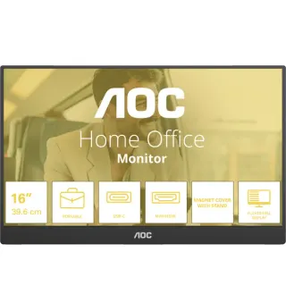 AOC 16T20E2, LED-Monitor (39.6 cm (15.6 Zoll), schwarz, FullHD, IPS, USB-C, Mini-HDMI)