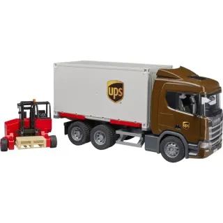 bruder 03582 Scania Super 560R Logistik LKW mit Mitnahmestapler, Modellfahrzeug