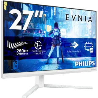 Philips Evnia 27M2N5201P, Gaming-Monitor (68.5 cm (27 Zoll), weiß, FullHD, Fast-IPS, KI-gestütztes Ambiglow, 260Hz Panel)