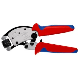 KNIPEX Selbsteinstellende Crimpzange Twistor T (rot/blau, für Ader-Endhülsen)