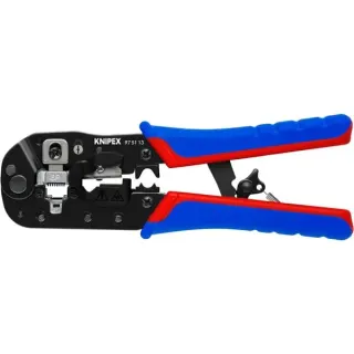 KNIPEX Crimpzange 97 51 13 für Westernstecker (blau/rot, für RJ-45-Stecker)