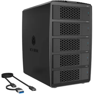 ICY BOX Heart RAID 3705 IB-RD3705-CU3, RAID-Gehäuse (schwarz, 5-Bay RAID-System)
