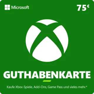 Microsoft Xbox Guthabenkarte 75 €, Gamecard