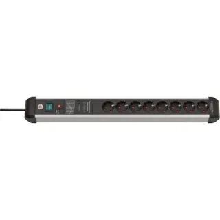 Brennenstuhl Premium-Protect-Line Steckdosenleiste 8-fach (schwarz/aluminium, 3 Meter, 60.000A Überspannungsschutz, B-Ware)