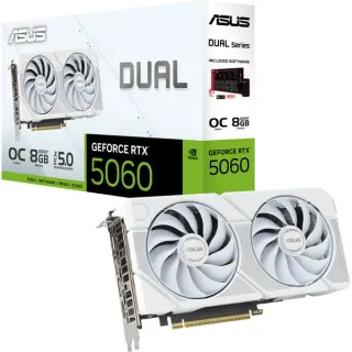 ASUS GeForce RTX 5060 DUAL OC WHITE 8GB, Grafikkarte (weiß, DLSS 5, 3x DisplayPort, 1x HDMI 2.1)