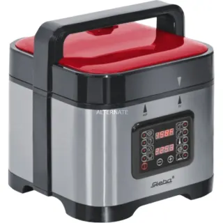Steba Multi­kocher / ­Schnell­kochtopf DD 1 ECO, Multikocher (edelstahl/rot, 900 Watt, 5 Liter)