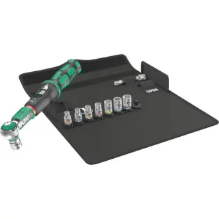 Wera Drehmomentschlüssel Safe-Torque A1 Set 1, 10‑teilig (schwarz/grün, 1/4" Vierkant, 2-12 Nm, B-Ware)