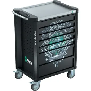 Wera 9805 Tool Rebel Werkstattwagen Stainless, ohne Werkzeug, Werkzeugwagen (schwarz, Tool Rebel Design)
