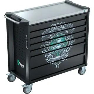 Wera 9801 Tool Rebel Werkstattwagen Stainless XXL, ohne Werkzeug, Werkzeugwagen (schwarz, Tool Rebel Design)