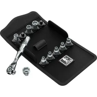 Wera Kraftform Kompakt Zyklop Mini 2 Set 1, 11-teilig, Werkzeug-Set (inkl. Zyklop Mini 2 Knarre in gesenkgeschmiedeter Vollstahlausführung)