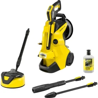 Kärcher K 4 Premium Power Control Flex Home, Hochdruckreiniger (gelb/schwarz, mit Dreckfräser, Schlauchtrommel und Flächenreiniger T 5, B-Ware)