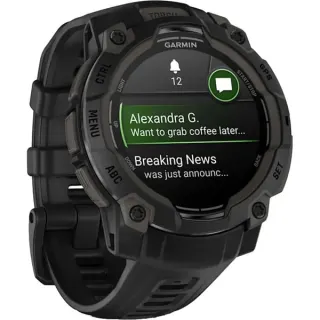 Garmin Instinct 3 - 45 mm, AMOLED, Smartwatch (Black, Silikon-Armband, B-Ware)