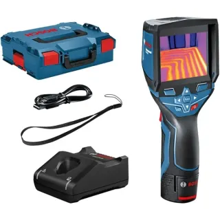 Bosch Professional Akku-Wärmebildkamera GTC 400 C Professional, 12Volt, Thermodetektor (blau/schwarz, Li-Ionen-Akku 2,0Ah, L-BOXX)