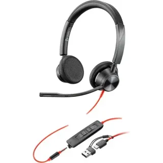 HP Poly Blackwire 3325M USB-C Stereo-Headset + 3,5 mm-Stecker + USB-C/A-Adapter (schwarz, für Microsoft Teams zertifiziert, B-Ware)