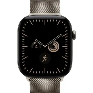 Apple Watch Series 12, Smartwatch (Titan Natur, 46 mm, Milanaise Armband Natur, M/L, Cellular)