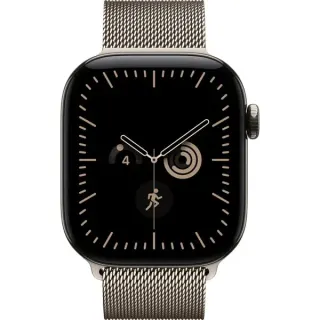 Apple Watch Series 12, Smartwatch (Titan Natur, 42 mm, Milanaise Armband Natur, Cellular)