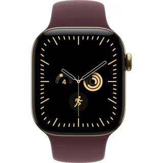 Apple Watch Series 12, Smartwatch (Titan Gold, 42 mm, Sportarmband Burgunder M/L, Cellular)
