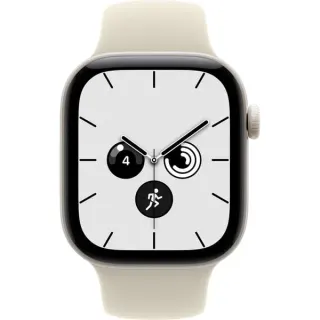 Apple Watch Series 12, Smartwatch (weiß, Keramik, 42 mm, Sportarmband Sand M/L, Cellular)