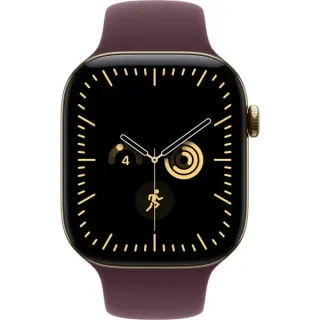 Apple Watch Series 12, Smartwatch (Titan Gold, 46 mm, Sportarmband Burgund S/M, Cellular)