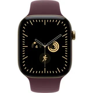 Apple Watch Series 12, Smartwatch (Titan Gold, 46 mm, Sportarmband Burgund, M/L, Cellular)