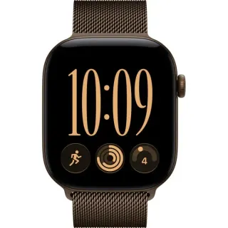 Apple Watch Series 12, Smartwatch (bronze, Aluminium, 46 mm, Milanaise Armband Dunkelbronze S/M, Cellular)