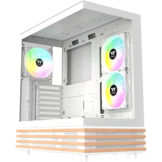 Thermaltake View 270 Plus WS ARGB Snow White, Tower-Gehäuse (weiß/holz, Tempered Glass x 2, Holz-Struktur)