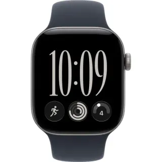 Apple Watch Series 12, Smartwatch (grau, Aluminium, 42 mm, Sportarmband Navyblau M/L, Cellular)