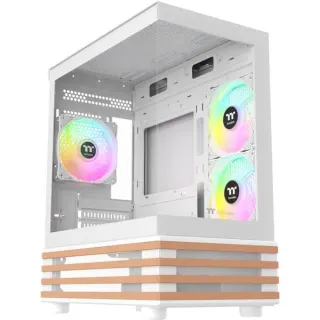 Thermaltake View 170 WS ARGB Snow White, Tower-Gehäuse (weiß/holz, Tempered Glass x 2, Holz-Struktur)