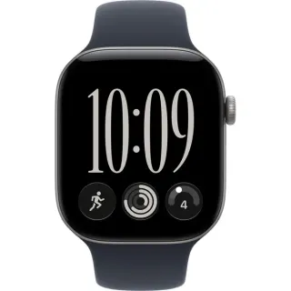 Apple Watch Series 12, Smartwatch (grau, Aluminium, 46 mm, Sportarmband Navyblau M/L)
