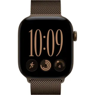 Apple Watch Series 12, Smartwatch (grau, Aluminium, 42 mm, Milanaise Armband Dunkelbronze)