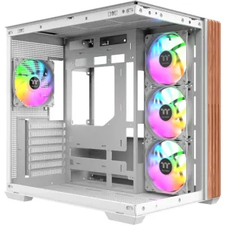 Thermaltake View 380 WS ARGB Snow White, Tower-Gehäuse (weiß/holz, Tempered Glass x 2, Holz-Struktur)