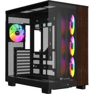 Thermaltake View 380 XL WS ARGB Black, Tower-Gehäuse (schwarz/holz, Tempered Glass x 2, Holz-Struktur)