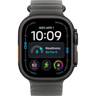 Apple Watch Ultra 4, Smartwatch (Titan schwarz, 49 mm, Ocean Armband schwarz, Cellular)