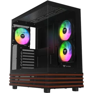 Thermaltake View 270 Plus WS ARGB Black, Tower-Gehäuse (schwarz/holz, Tempered Glass x 2, Holz-Struktur)
