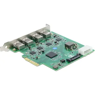 DeLOCK PCI-E x4 Karte zu 4 x USB-A 5 Gbps Dual Channel, Schnittstellenkarte