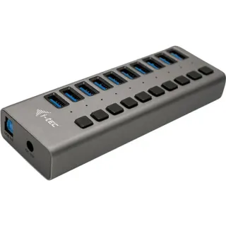 i-tec USB 3.0 Charging HUB 10 port + Power Adapter 48 W, USB-Hub (schwarz)