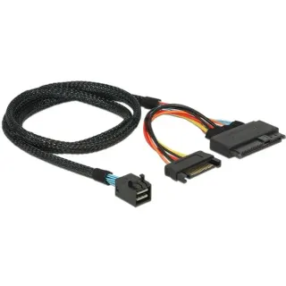 DeLOCK Adapterkabel SFF-8643 > U.2 SFF-8639 + SATA Stromanschluss (schwarz, 75cm)