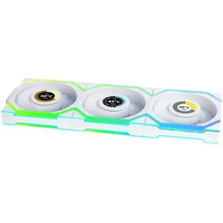Lian Li UNI FAN SL120 LCD Wireless, Gehäuselüfter (weiß, 3er-Pack inkl. Controller, Reverse , 120 mm, B-Ware)