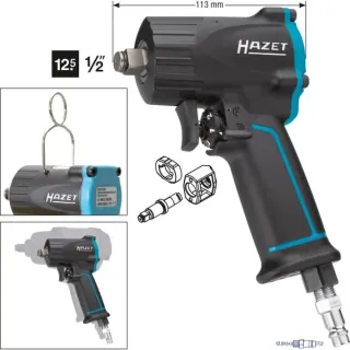 Hazet Schlagschrauber 9012M extra kurz (schwarz, Lösemoment 1.100 Nm)