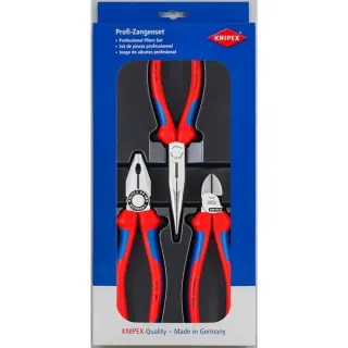 KNIPEX Montage-Paket 00 20 11 , Zangen-Set (blau, gezahnte Griffflächen, Schneiden mit Facetten)