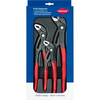 KNIPEX Cobra Zangen-Set 00 20 09 V02, 3-teilig (rot, gezahnte Griffflächen, integrierter Klemmschutz)